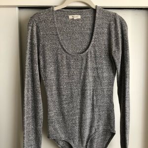Madewell Song Scoop Bodysuit Gray Med